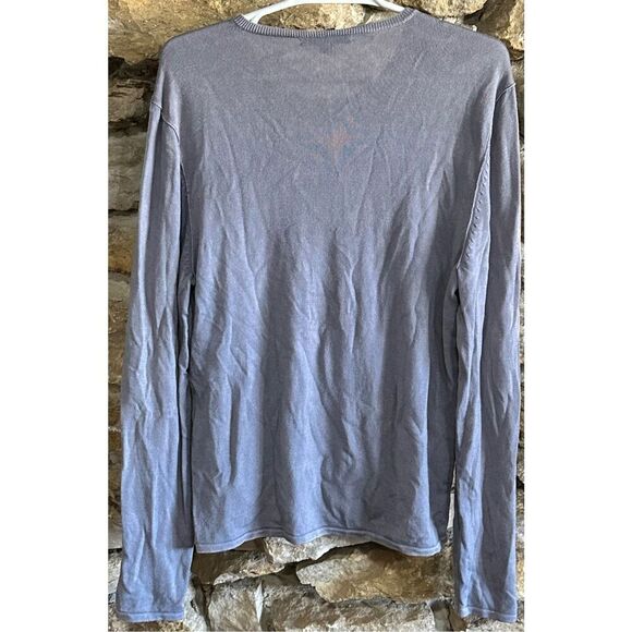 Men's Grey John Varvatos Tight Knit Pure Wool Long Sleeve Pullover Crew Neck M - Picture 4 of 6